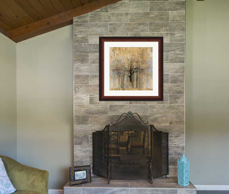 art over a fireplace