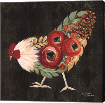 Framed Botanical Rooster Print