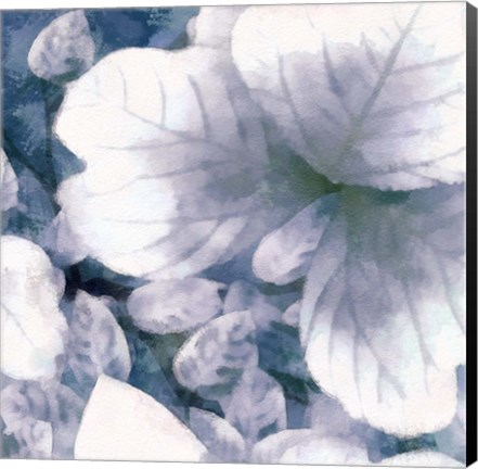 Framed Blue Shaded Leaves I Print