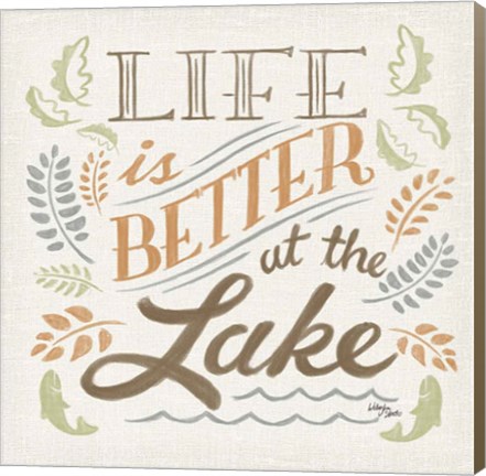 Framed Lake Life I Green Print