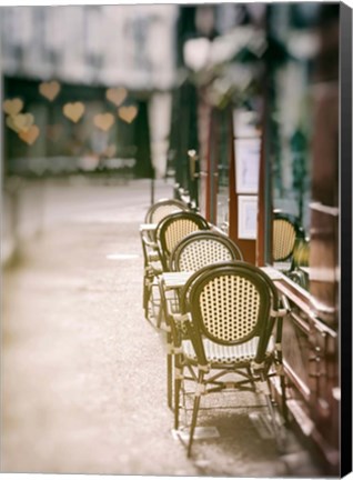 Framed Cafe Chairs on Quiet Village Street Print