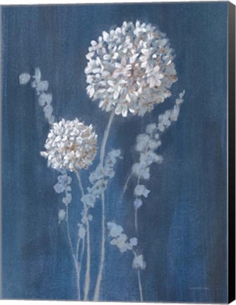 Framed Airy Blooms I Dark Blue Print