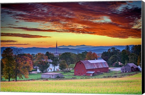 Framed Dawn in Peacham, VT Print