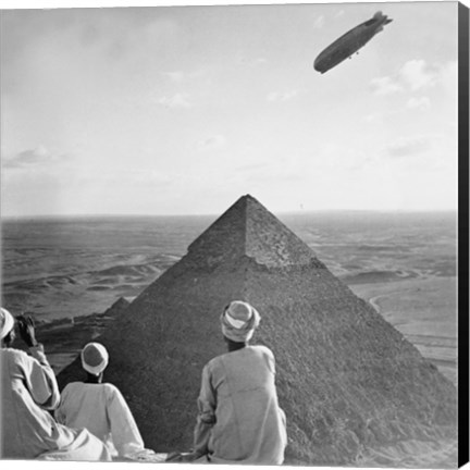 Framed Graf Zeppelin&#39;s Rendezvous with Pyraminds of Gizeh, Egypt Print