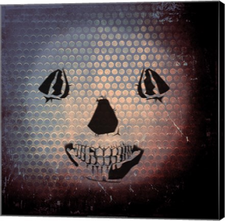 Framed Grunge Skull Smile Print