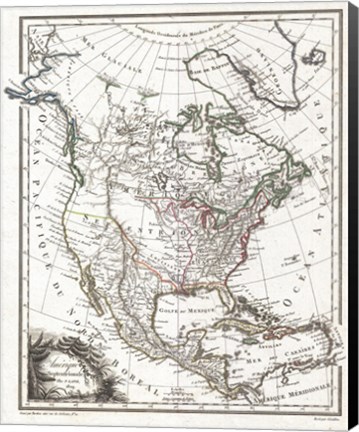 Framed 1809 Tardieu Map of North America Print