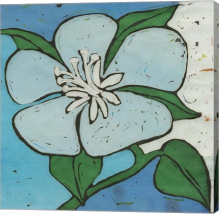 Framed Turquoise Batik Botanical VI Print