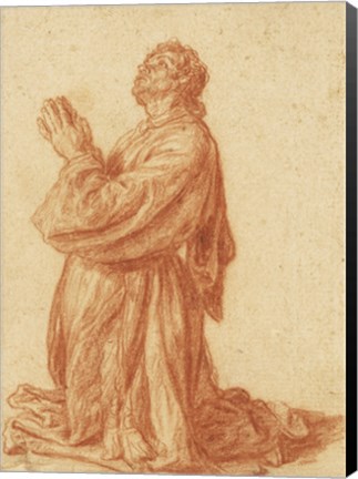 Framed Study of a Kneeling Man Print