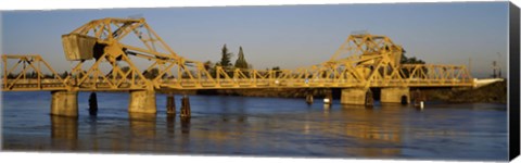 Framed Drawbridge across a river, The Sacramento-San Joaquin River Delta, California, USA Print