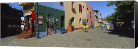 Framed Multi-Colored Buildings In A City, La Boca, Buenos Aires, Argentina Print