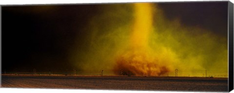 Framed Tornado in a field Print