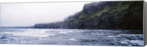 Framed Rock formations at the waterfront, Cliffs Of Moher, The Burren, County Clare, Republic Of Ireland Print