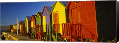 Framed Beach huts in a row, St James, Cape Town, South Africa Print