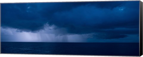 Framed Rain squalls at the sea, Negril, Westmoreland, Jamaica Print
