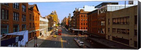 Framed Buildings along a road in a city, view from High Line, New York City, New York State, USA Print
