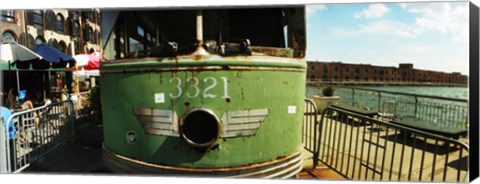Framed Old train car on display, Red Hook, Brooklyn, Manhattan, New York City, New York State, USA Print