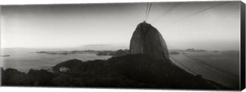 Framed Sugarloaf Mountain at sunset, Rio de Janeiro, Brazil (black and white) Print