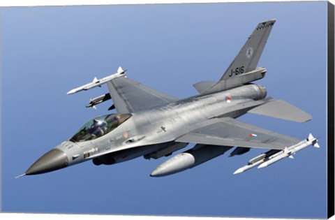 Framed Dutch F-16AM Over the Mediterranean Sea (close up) Print