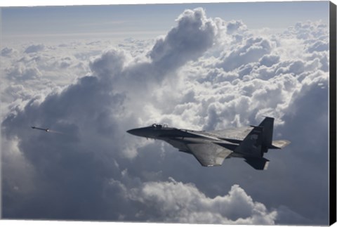 Framed F-15 Eagle Fires an AIM-9X Missile Print