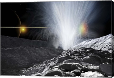 Framed Ice Fountains of Enceladus Print