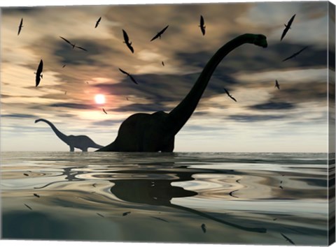Framed Diplodocus Dinosaurs Print