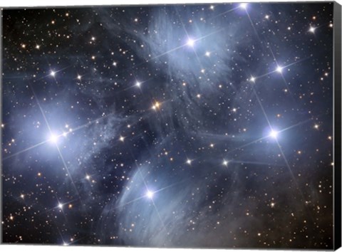 Framed Pleiades, an open cluster of stars in the Constellation Taurus Print
