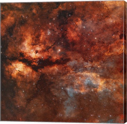 Framed IC 1318 and the Butterfly Nebula around star Gamma-Cygni Print