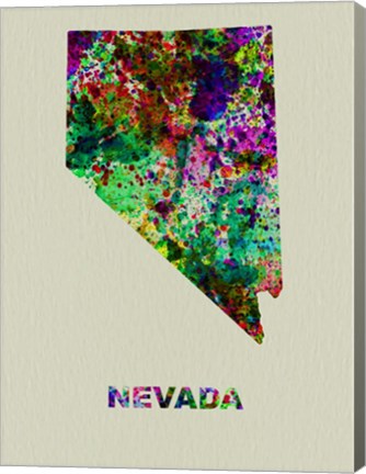Framed Nevada Color Splatter Map Print