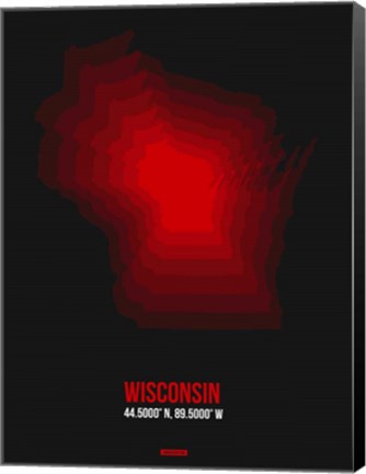 Framed Wisconsin Radiant Map 6 Print