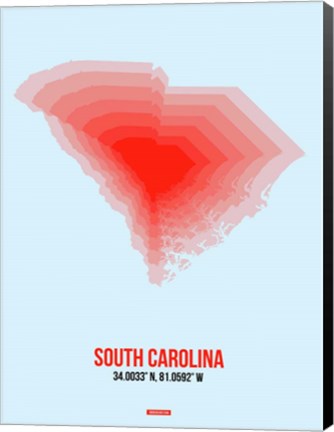 Framed South Carolina Radiant Map 1 Print