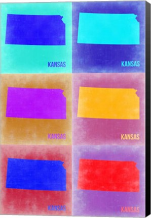 Framed Kansas Pop Art Map 2 Print
