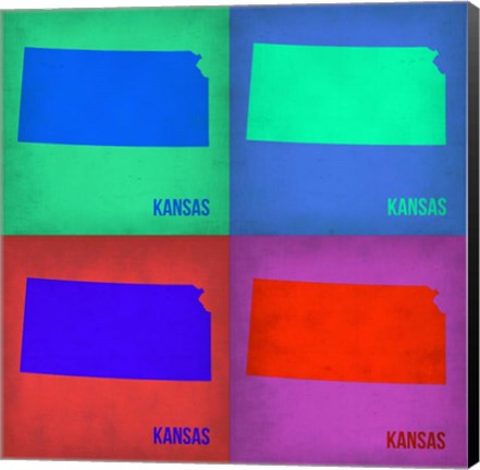 Framed Kansas Pop Art Map1 Print