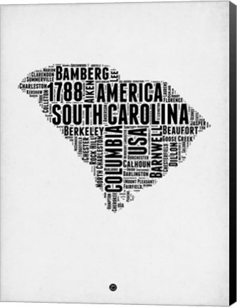 Framed South Carolina Word Cloud 1 Print