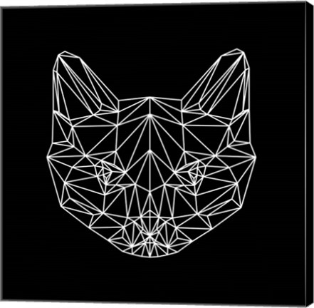Framed Black Cat Polygon Print