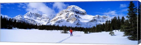 Framed Skier Ptarmigan Peak Wall of Jericho, Skoki Valley, Canada Print