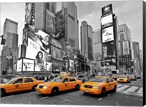 Framed Taxis in Times Square, NYC Print