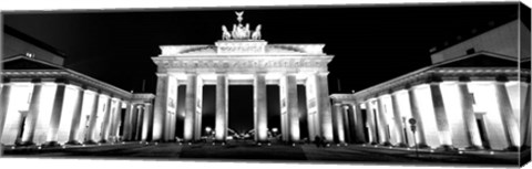 Framed Brandenburg Gate at night, Berlin, Germany Print