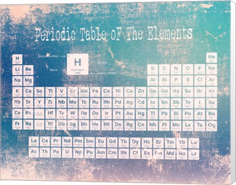 Framed Periodic Table Blue Grunge Background Print