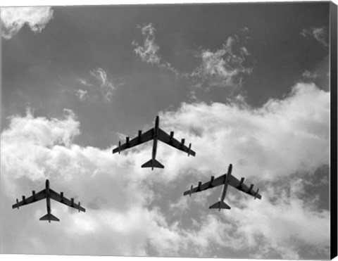 Framed 1950s Three B-52 Stratofortress Bomber Airplanes Print