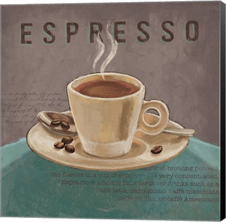 Framed Coffee and Co III Teal and Gray Print