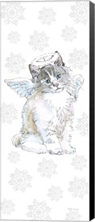 Framed Christmas Kitties I Snowflakes Print