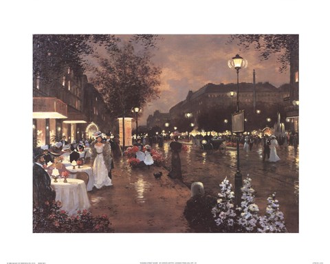 Framed Evening Street Scene Print