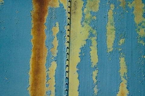 Framed Details Of Rust And Paint On Metal 22 Print