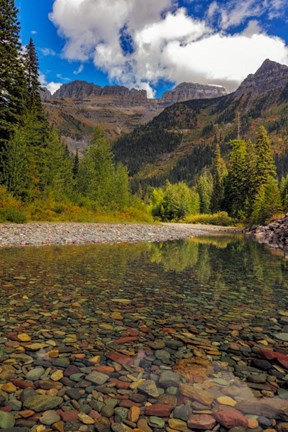 Framed Mcdonald Creek With Garden Wall In Early Autumn In Glacier National Park, Montana Print