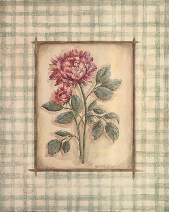 Framed Gingham Peony Print