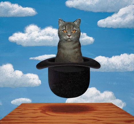 Framed Magritte Cat Print