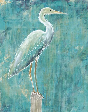 Framed Coastal Egret I Dark Print