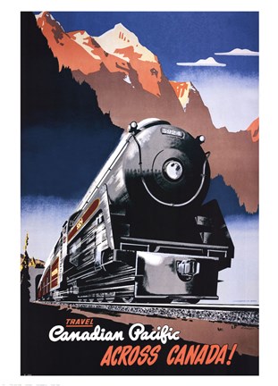 Framed Canadian Pacific Train 1930 Print
