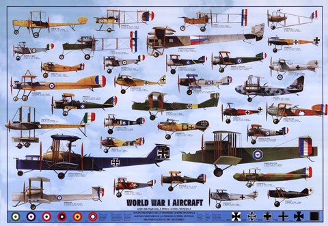 Framed World War I Aircraft - blue Print