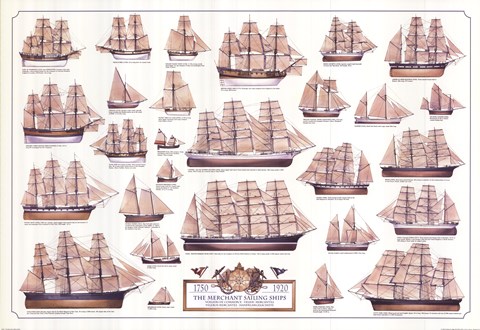 Framed Merchant Sailing Ships Print
